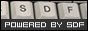 Grey zoom in to beige keyboard.
                    Three keys [S][D][F].
                    Tagline across width below in white on black background.
                    POWERED BY SDF