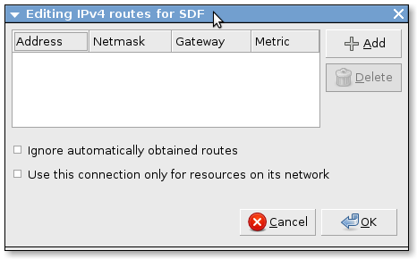 Network Manager Settings - Add Routes