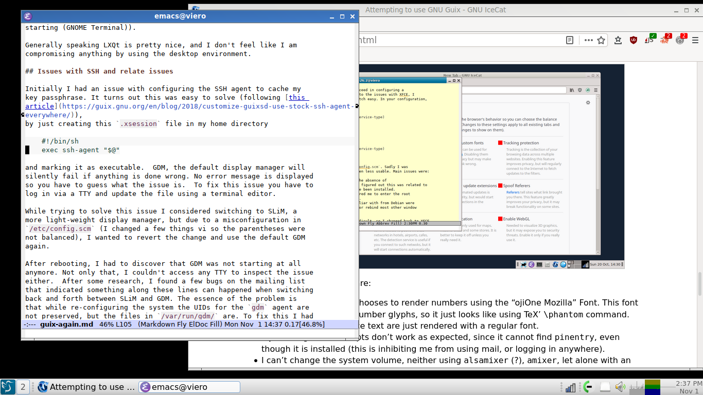 A screenshot of my Guix installation with LXQt